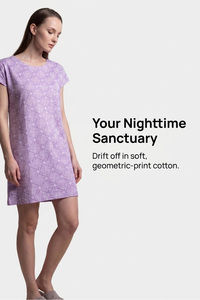 Sweet Dreams Printed Short Nightdress - Cosmic Purple — thumbnail 5